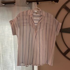 Women’s blouse, studio west, small, white with blue stripe